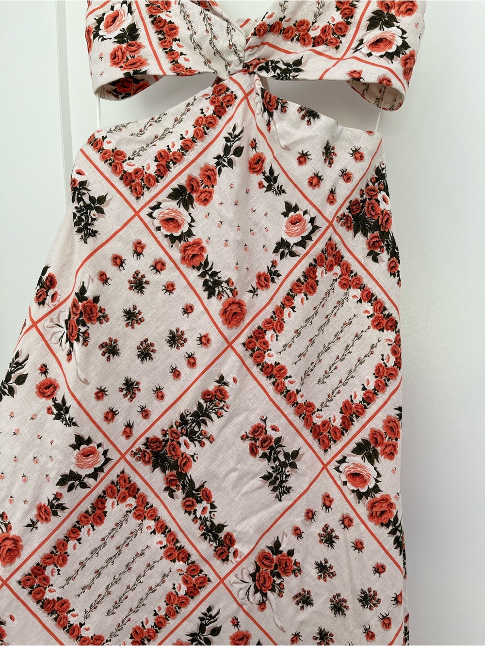 Abercrombie A&F Julia Slip Cutout Maxi Dress in Cream and Coral. Size Small, NWT - Picture 5 of 5